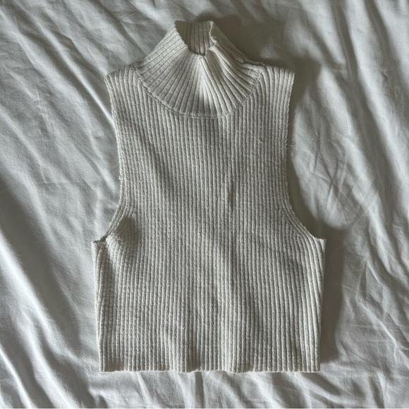 High Neck Cream Knit Top - Picture 4 of 4